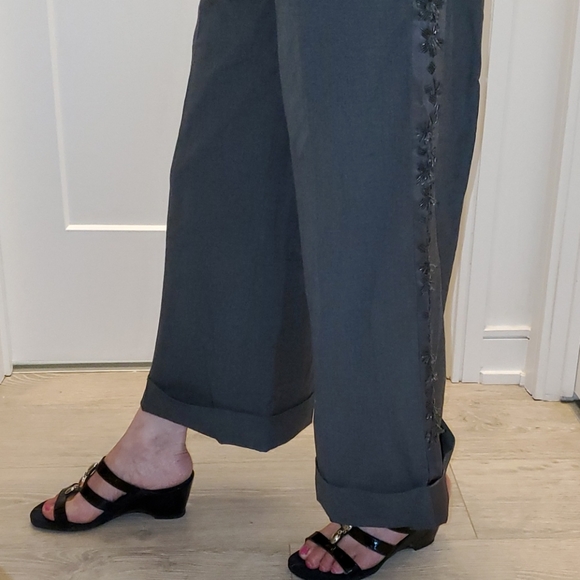 NEW Robert Rodriguez Wide-Legged Crop Capri Pants Beaded Straight Leg Detail - Picture 4 of 13
